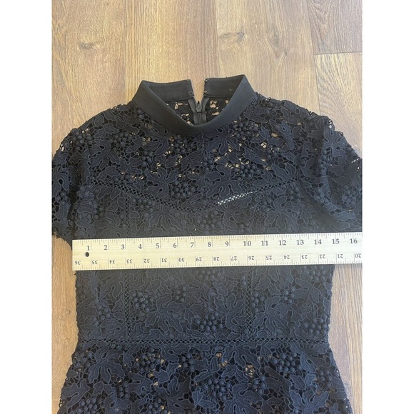 Rachel Zoe Womens Lace 3/4 Sleeve Size 2 Back Zip Blouse Black - Picture 5 of 11
